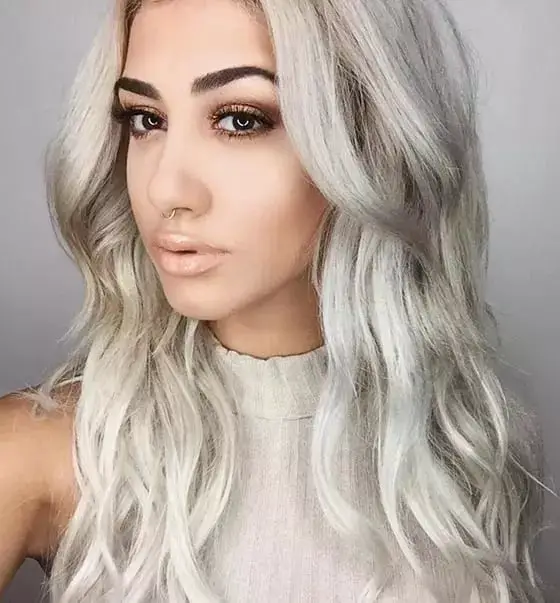 Mid-Back Platinum Blonde With Root Shadow Blowout — Simple Platinum Blonde
