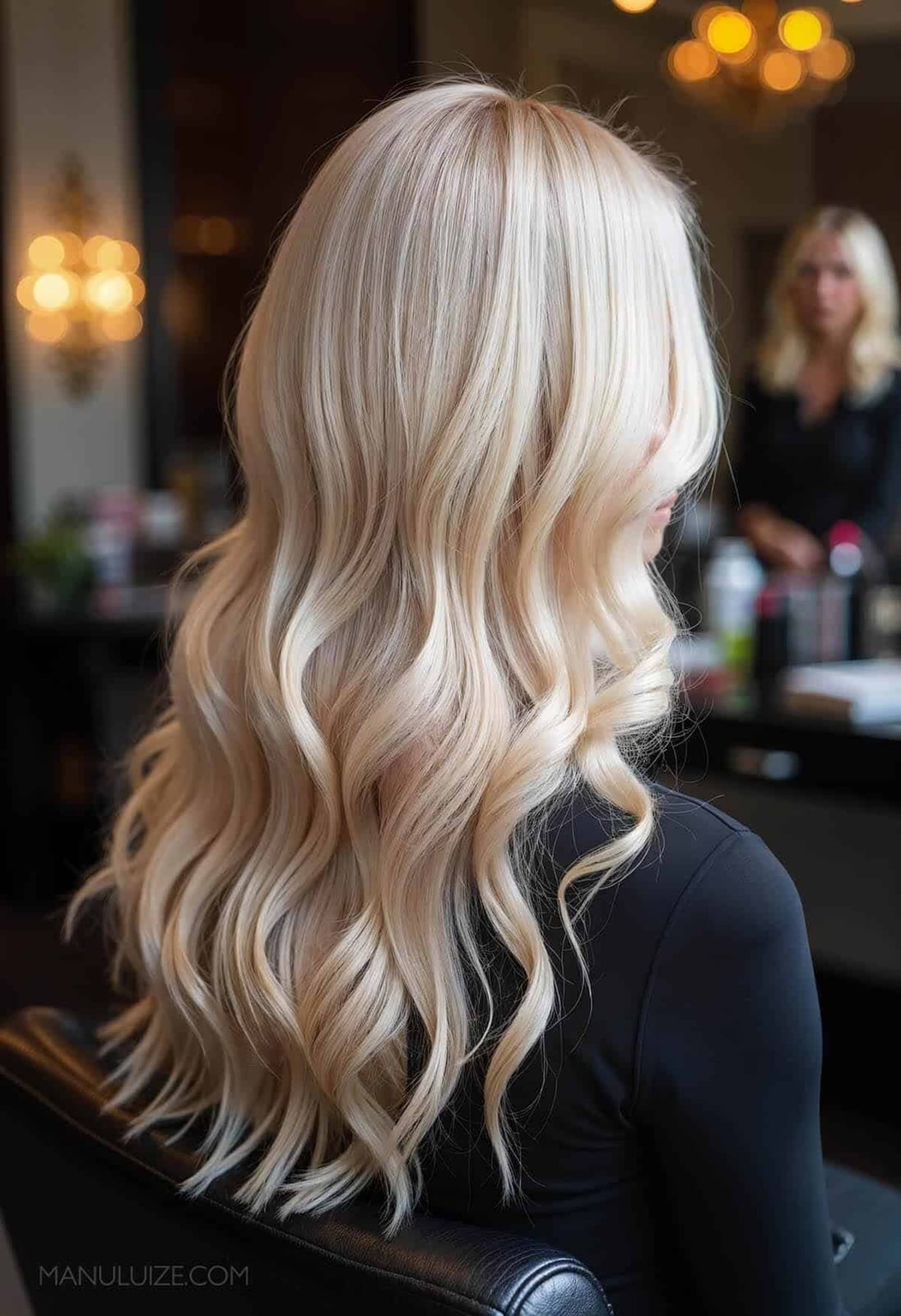 Straight Mid-Back Platinum Blonde Blowout — Simple Platinum Blonde