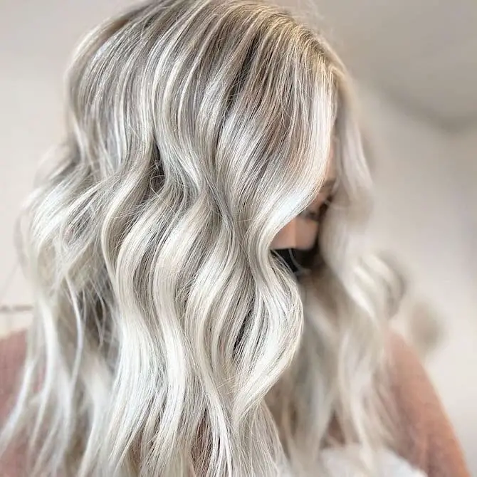 Mid-Back Hair With Root Shadow and Icy Platinum Mid-Back Hair With Root Shadow and Icy Platinum — Simple Platinum Highlights