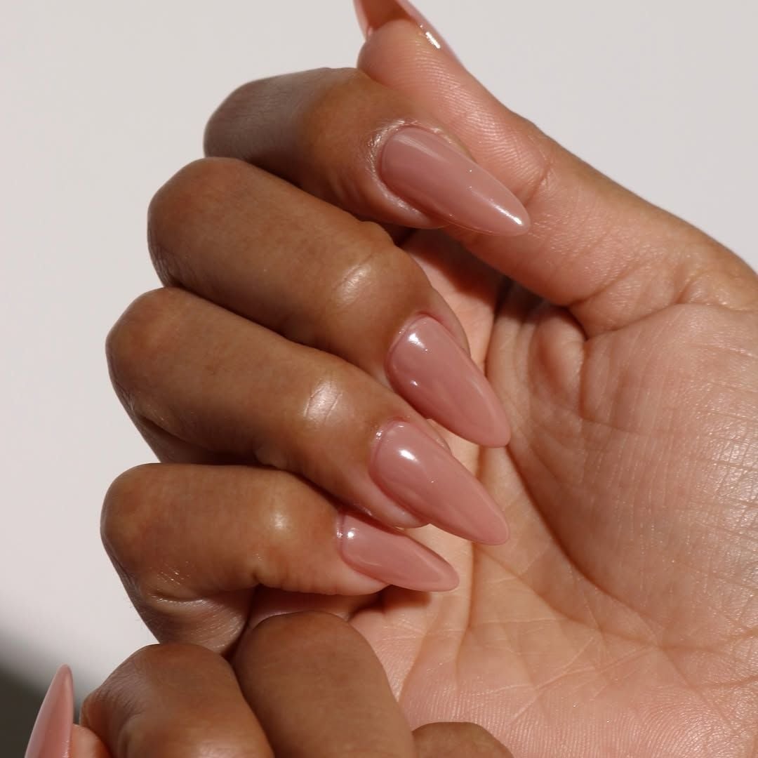 Glossy Sheer Nude Short Almond Nails With Clean Cuticle Lines Glossy Sheer Nude Short Almond Nails With Clean Cuticle Lines — Simple Professional Nails