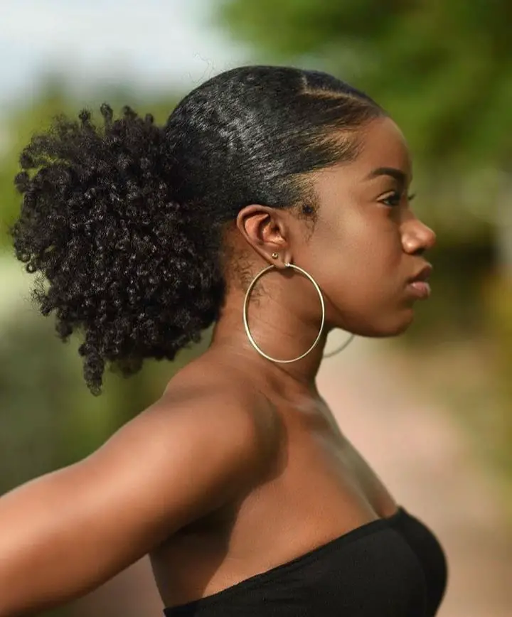 Slicked Puff Ponytail Dense Coily Texture Slicked Puff Ponytail Dense Coily Texture — Simple Puff Hairstyles