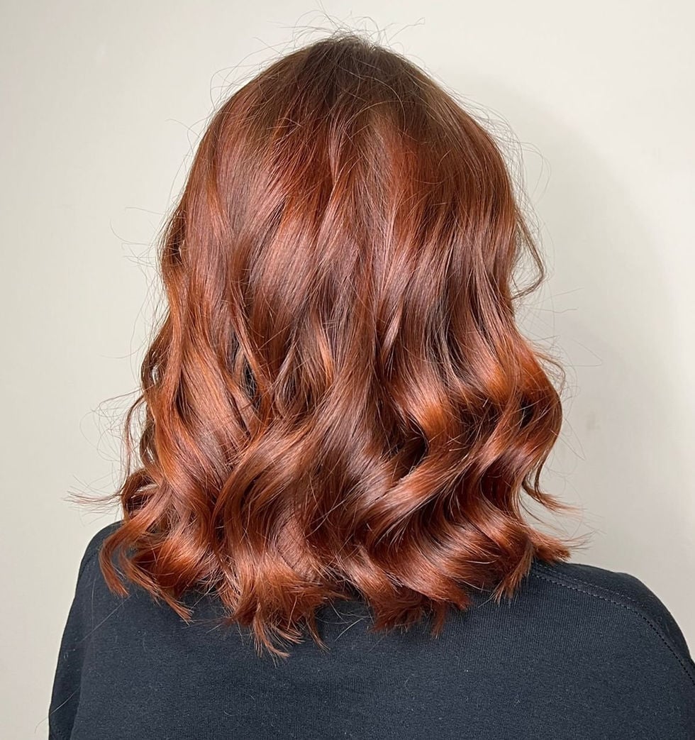 Auburn Red Shoulder Length Lob — Simple Red Hair Colors