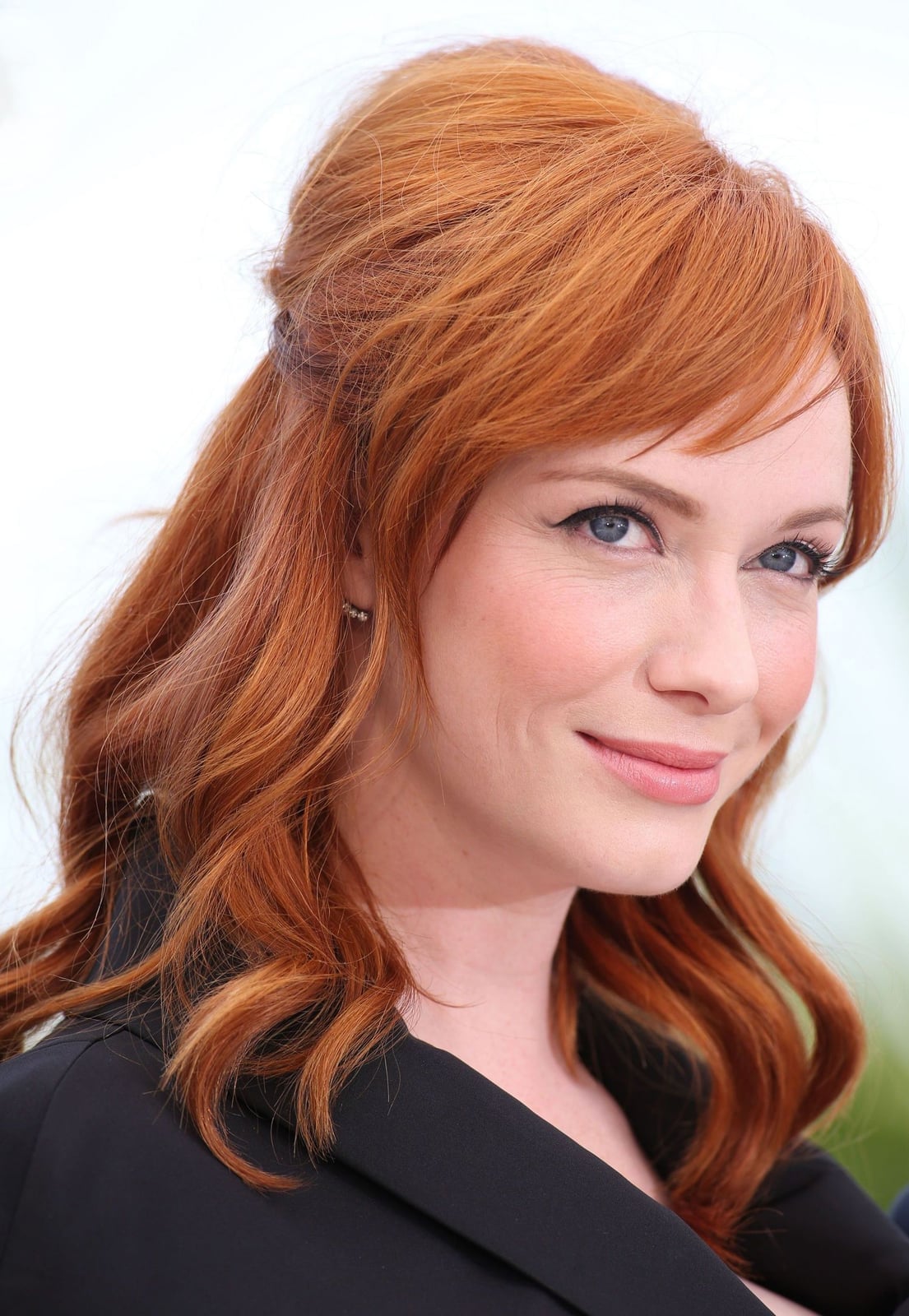 Vibrant Copper Red Collarbone Lob With Curtain Bangs — Simple Red Hair Colors