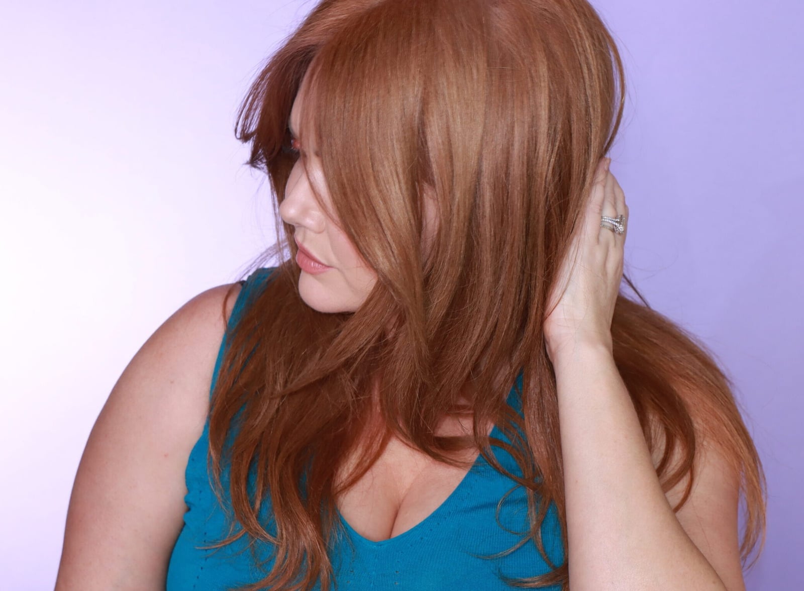 Copper Red Collarbone With Curtain Bangs — Simple Red Hair Colors