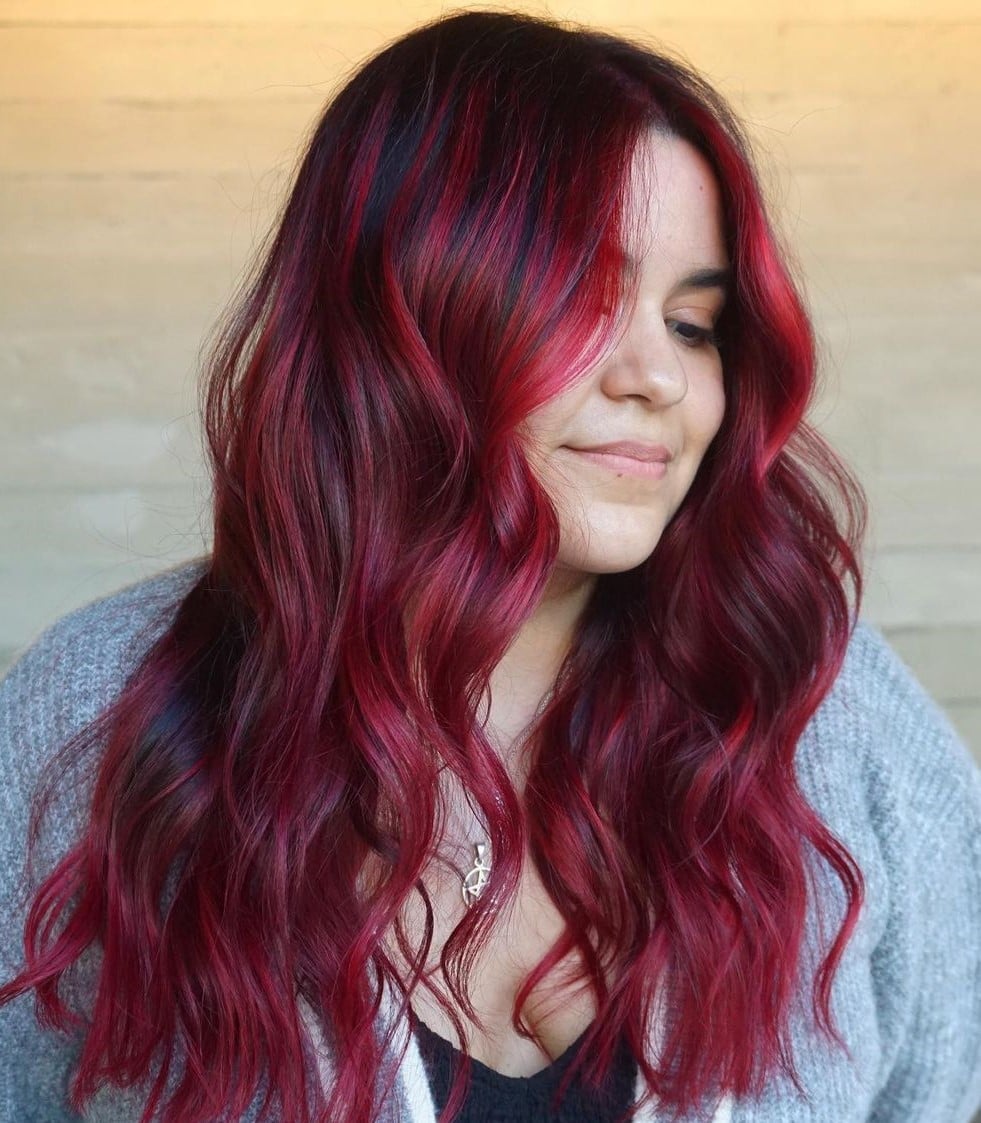 Deep Red With Subtle Lighter Highlights Waves — Simple Red Highlights