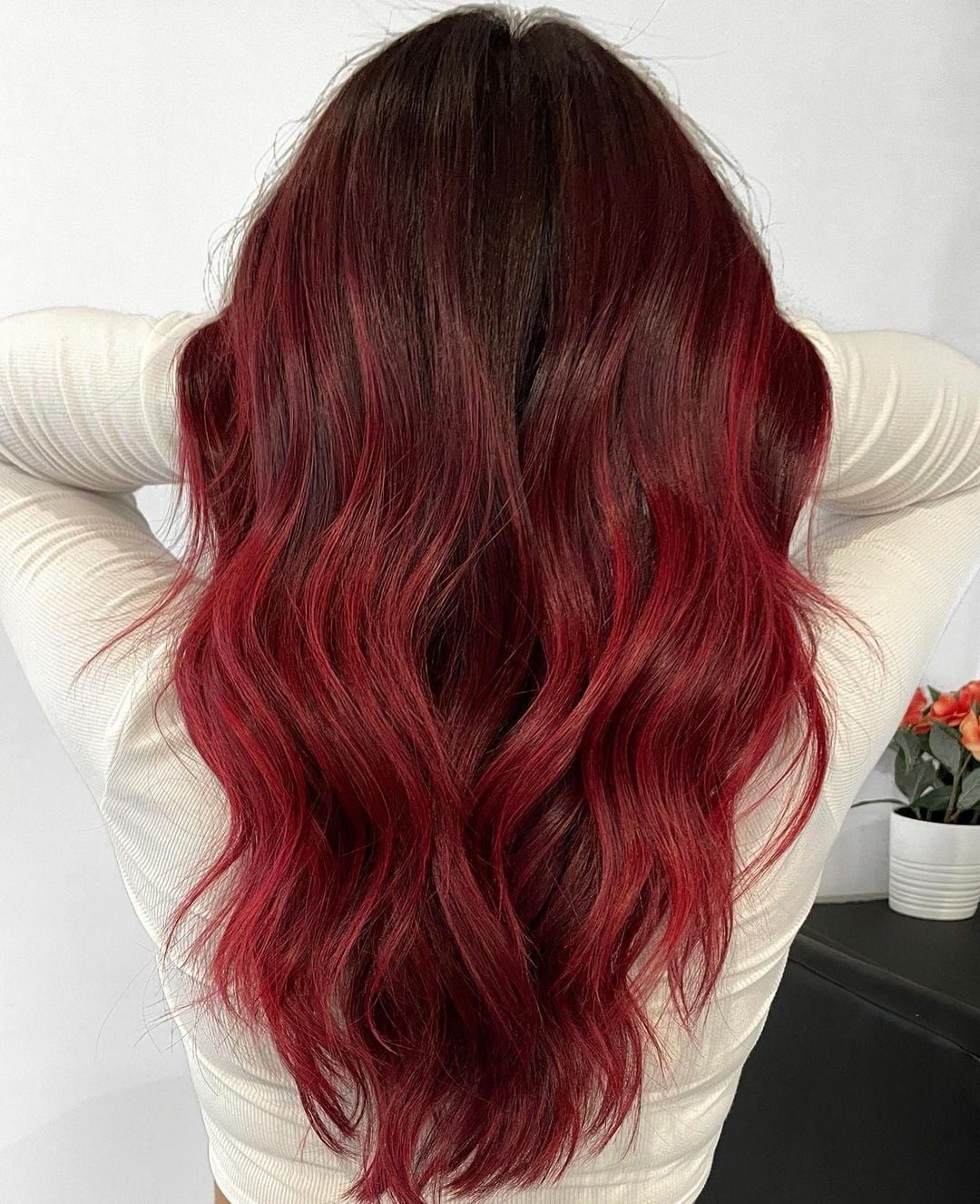Dark Red With Lighter Highlights Back View — Simple Red Highlights