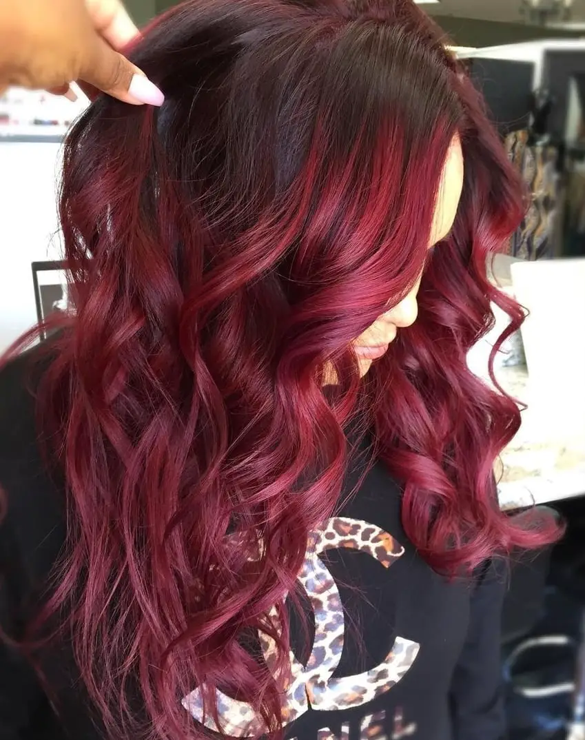 Deep Red With Lighter Highlights Mid-Back — Simple Red Highlights