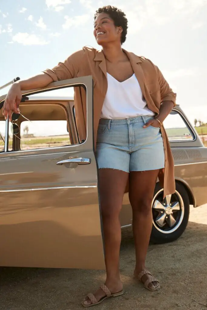 Denim Shorts with a Longline Jacket Denim Shorts with a Longline Jacket — Simple Road Trip Outfits