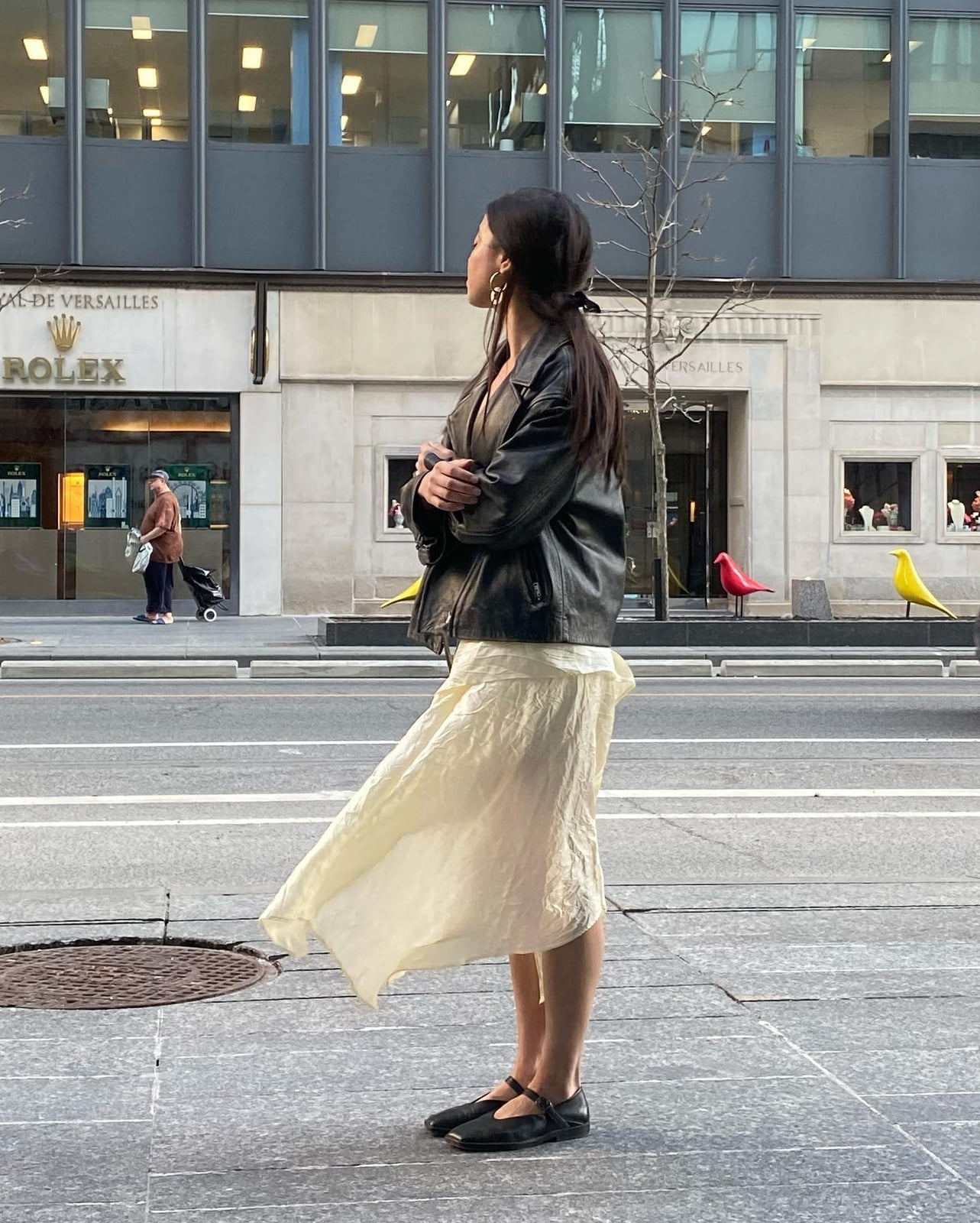 Patterned A-Line Dress with Gray Cardigan Patterned A-Line Dress with Gray Cardigan — Simple Road Trip Outfits