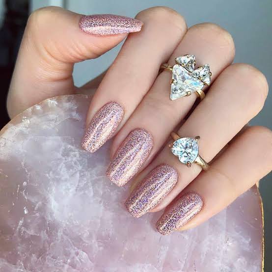 Dense Rose Gold Glitter Long Coffin Nails Dense Rose Gold Glitter Long Coffin Nails — Simple Rose Gold Nails