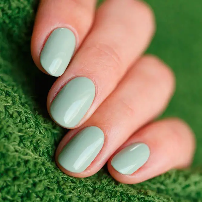 Smooth Sage Green Short Oval Nails Smooth Sage Green Short Oval Nails — Simple Sage Nails