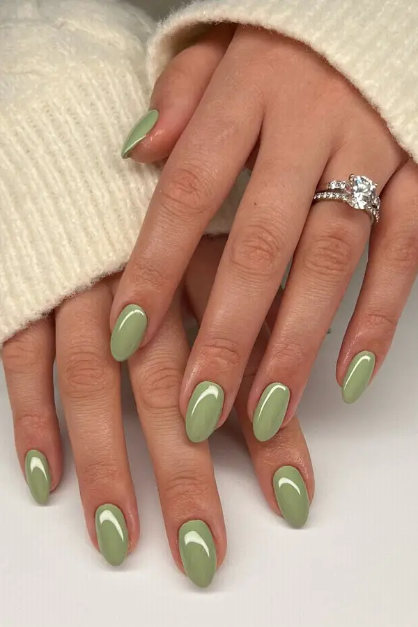 Muted Sage Soft Square Medium Length Nails Muted Sage Soft Square Medium Length Nails — Simple Sage Nails