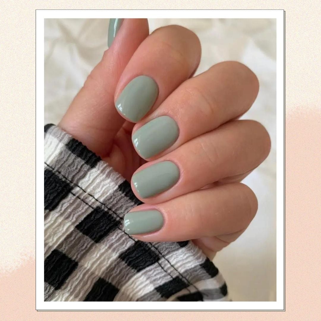 Opaque Sage Green Short Oval Nails, Glossy Opaque Sage Green Short Oval Nails, Glossy — Simple Sage Nails