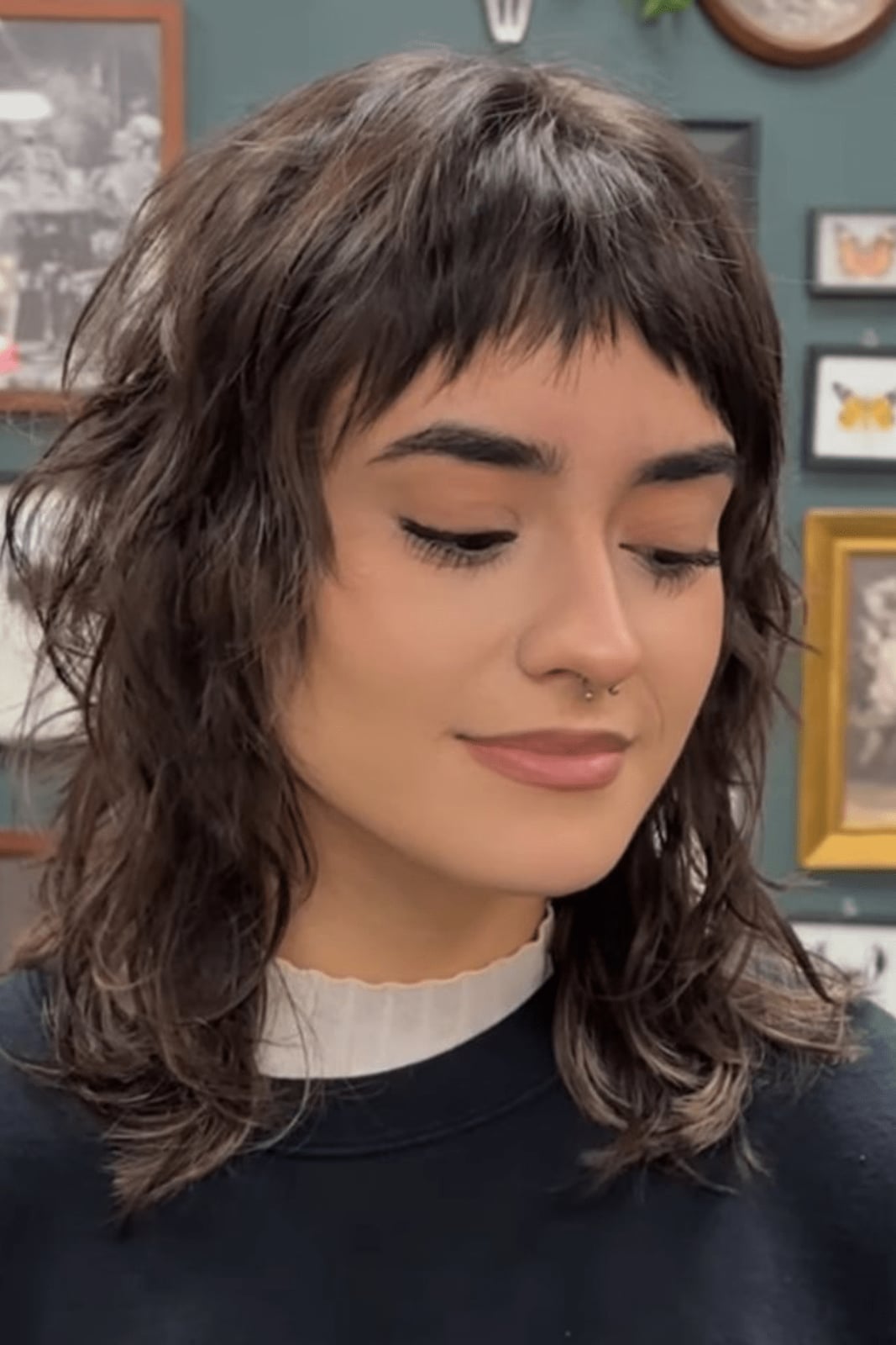 Collarbone Dark Brown Shag With Textured Layers — Simple Shag Haircut