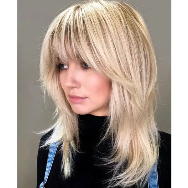 Ash Blonde Shag With Side Part — Simple Shag Haircut