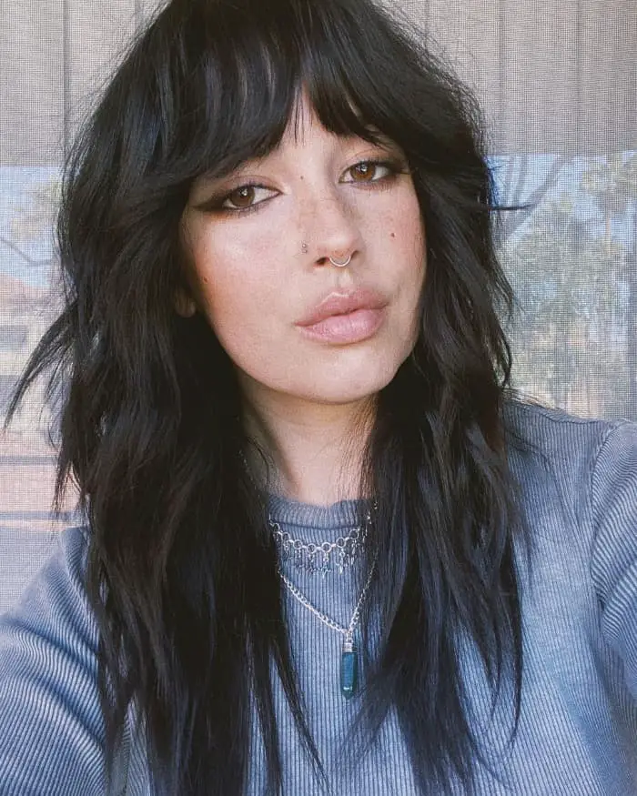 Dark Brown Collarbone Shag With Face-Framing Layers Dark Brown Collarbone Shag With Face-Framing Layers — Simple Shag Hairstyles