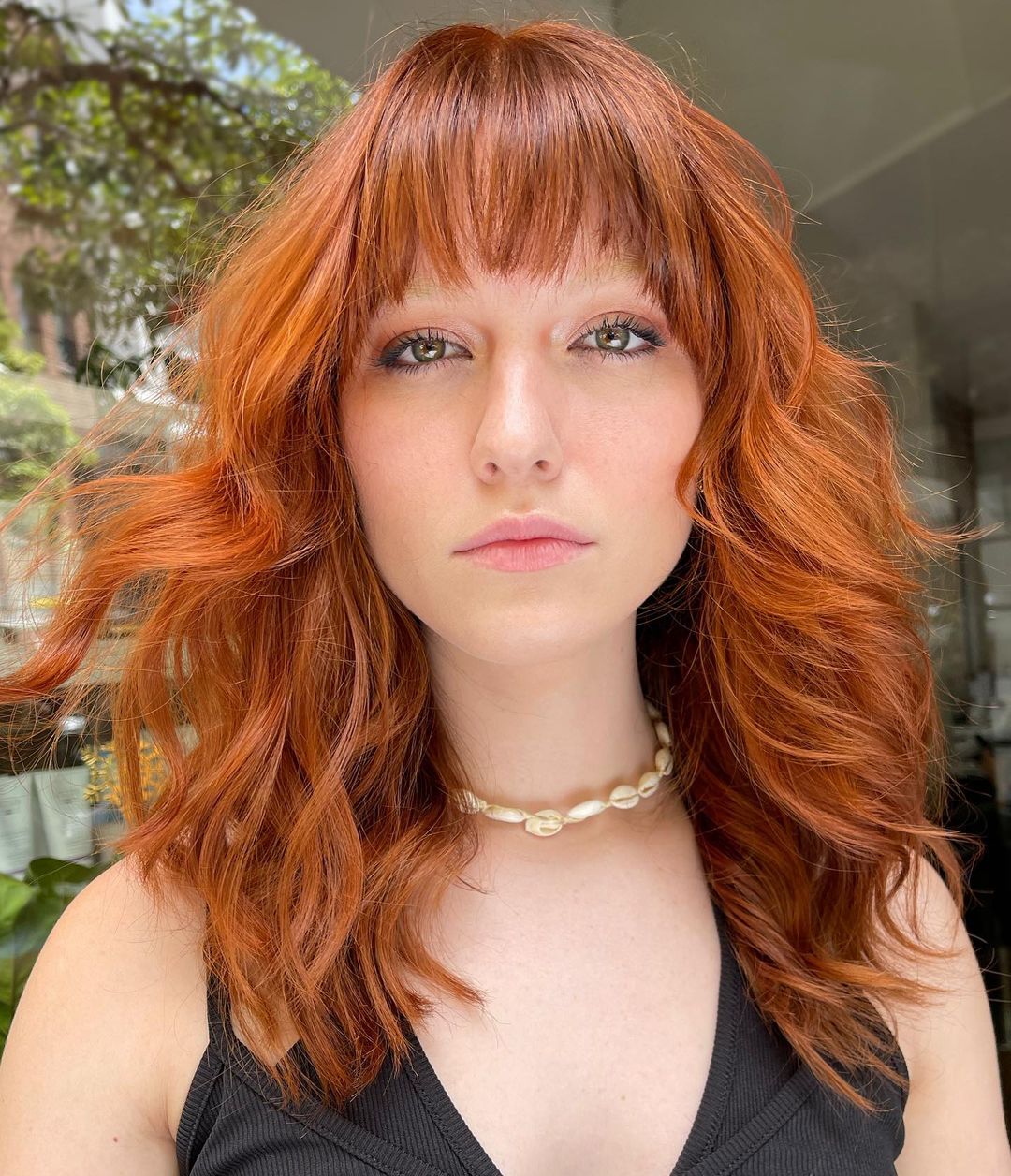 Copper Red Collarbone Shag With Wavy Blowout Copper Red Collarbone Shag With Wavy Blowout — Simple Shag Hairstyles