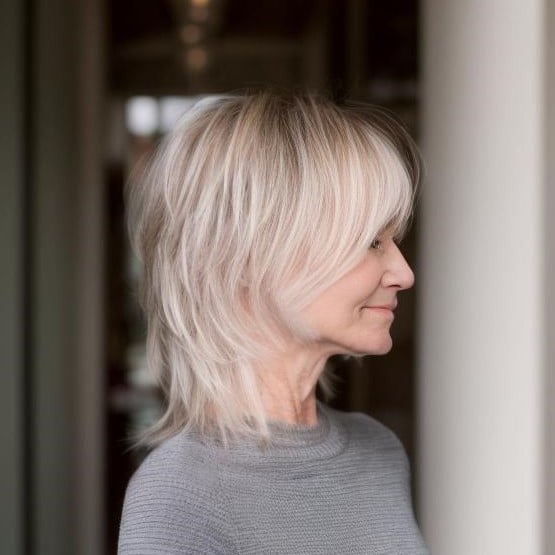 Collarbone Shag With Side Part And Wispy Bangs, Close-Up Take Collarbone Shag With Side Part And Wispy Bangs, Close-Up Take — Simple Shag Hairstyles