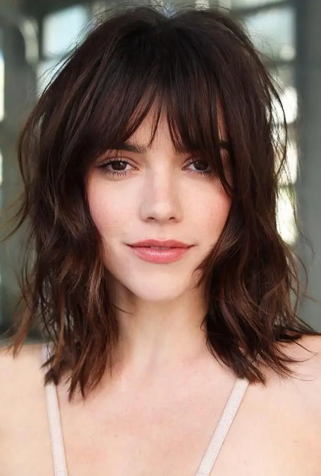 Shoulder Length Shag With Wispy Bangs Air Dried, Close-Up Take Shoulder Length Shag With Wispy Bangs Air Dried, Close-Up Take — Simple Shag Hairstyles