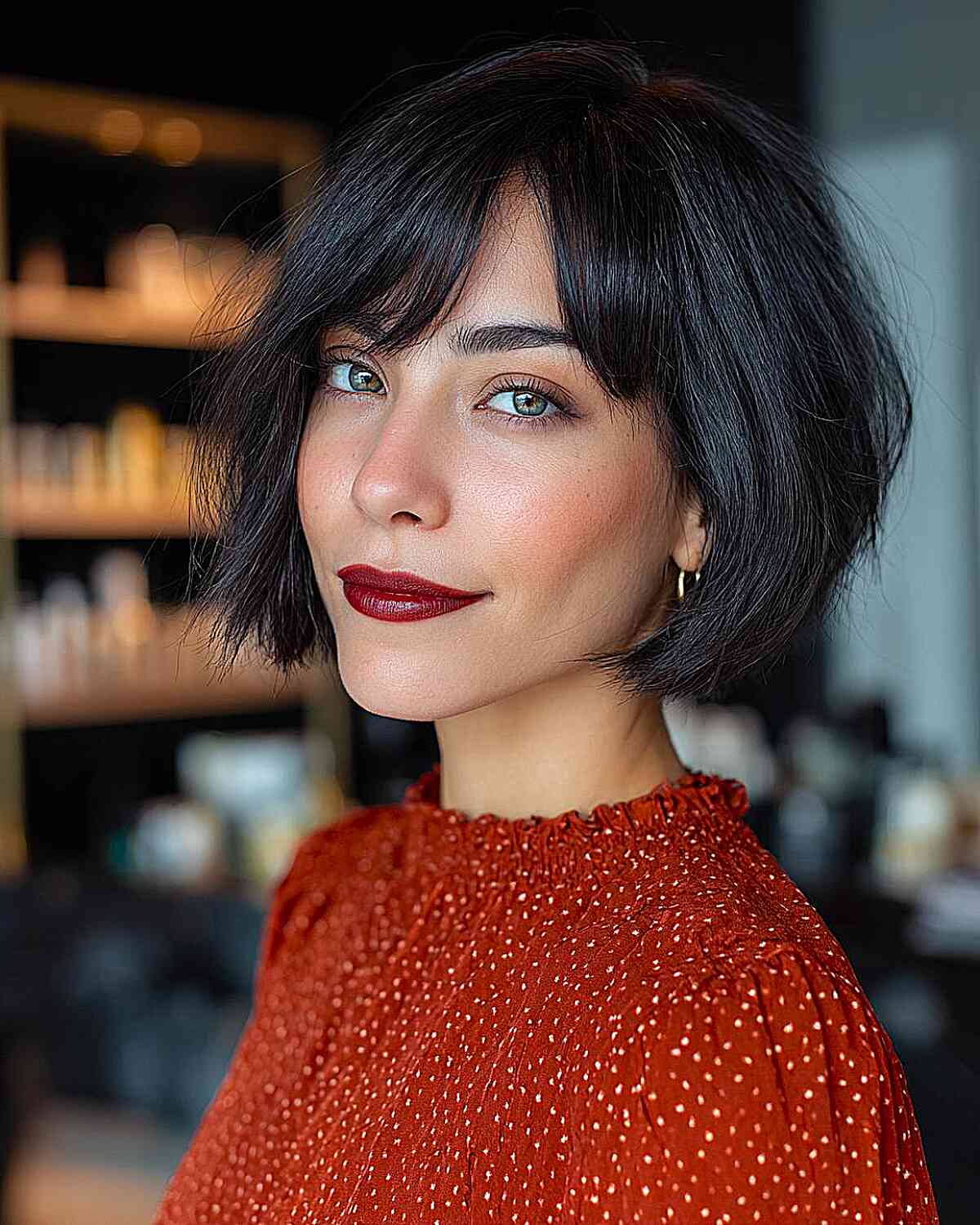 Chin Length Shaggy Bob With Wispy Bangs Chin Length Shaggy Bob With Wispy Bangs — Simple Shaggy Bob