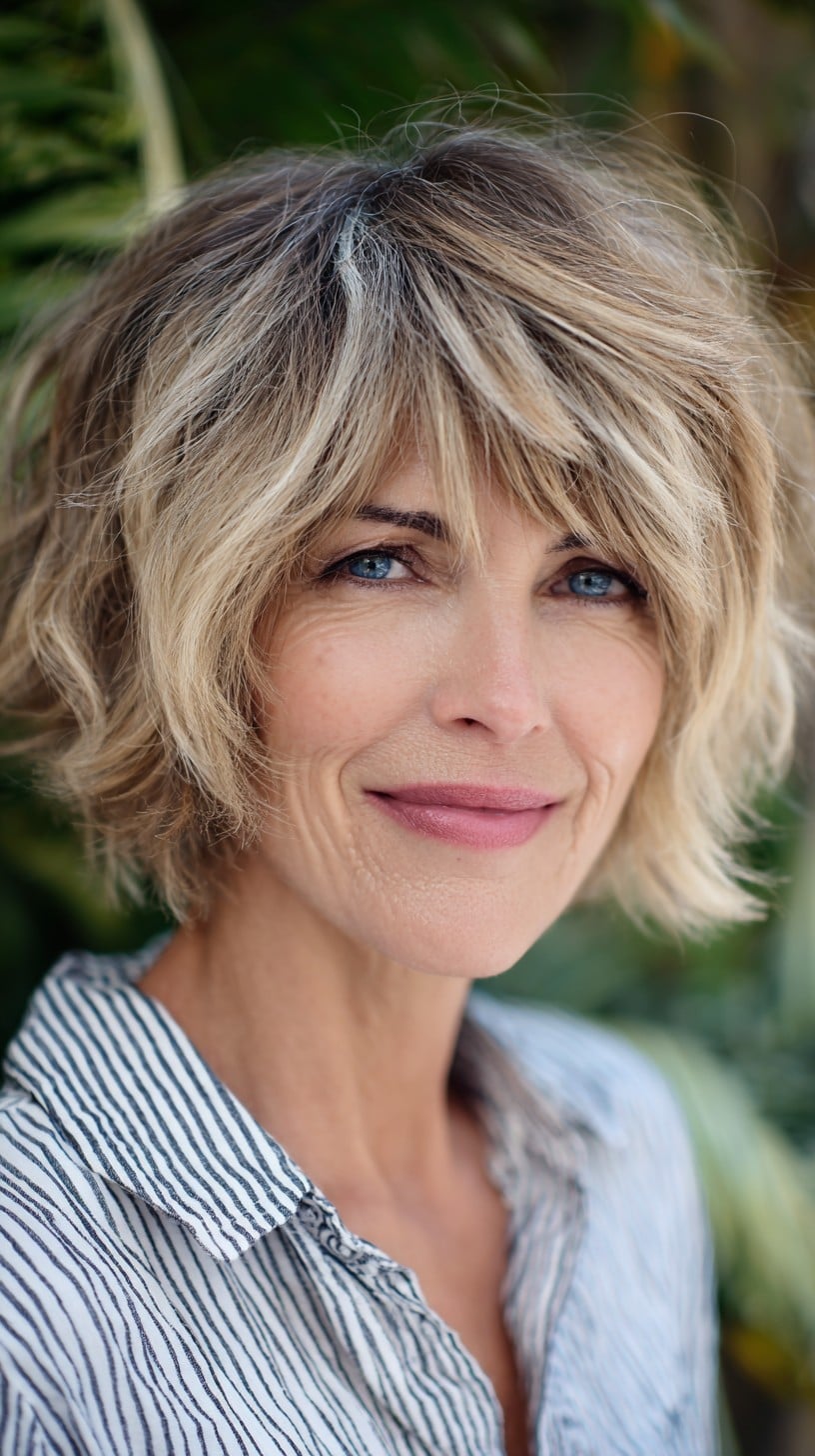 Collarbone Ash Blonde Shaggy Bob With Side Parting Collarbone Ash Blonde Shaggy Bob With Side Parting — Simple Shaggy Bob