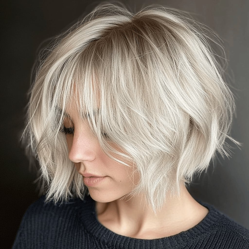Collarbone Shaggy Bob With Curtain Bangs Collarbone Shaggy Bob With Curtain Bangs — Simple Shaggy Bob