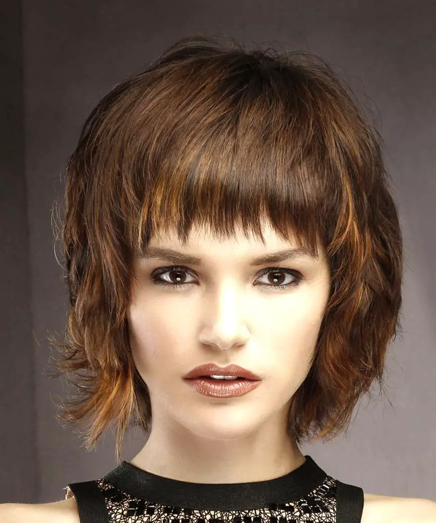 Brown Shaggy Bob With Blunt Bangs — Simple Shaggy Bob Haircut
