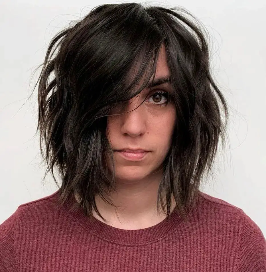 Dark Brown Shaggy Bob Air Dried — Simple Shaggy Bob Haircut