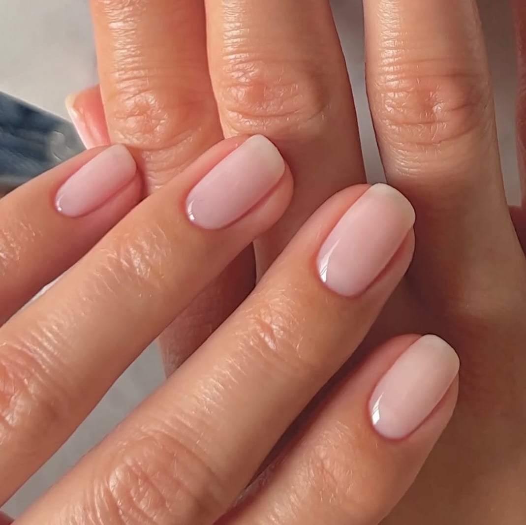 Sheer Nude Pink Short Oval Nails, Glossy Sheer Nude Pink Short Oval Nails, Glossy — Simple Sheer Nails