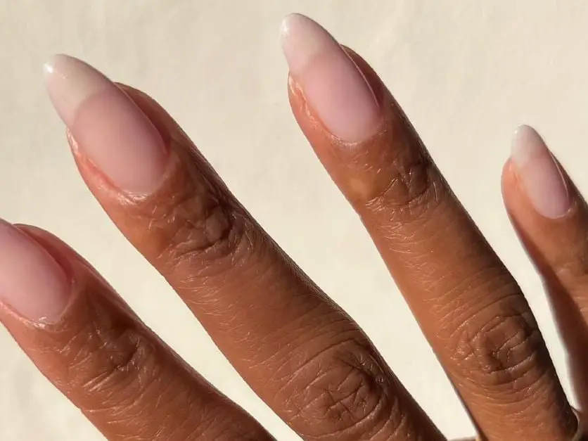 Sheer Pink French Medium Almond Nails, Glossy Sheer Pink French Medium Almond Nails, Glossy — Simple Sheer Nails