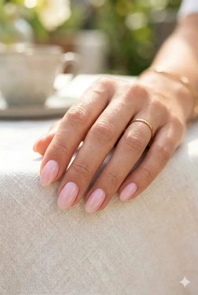 Sheer Milky Pink Medium Almond Nails, нежно-розовый Sheer Milky Pink Medium Almond Nails, нежно-розовый — Simple Sheer Nails