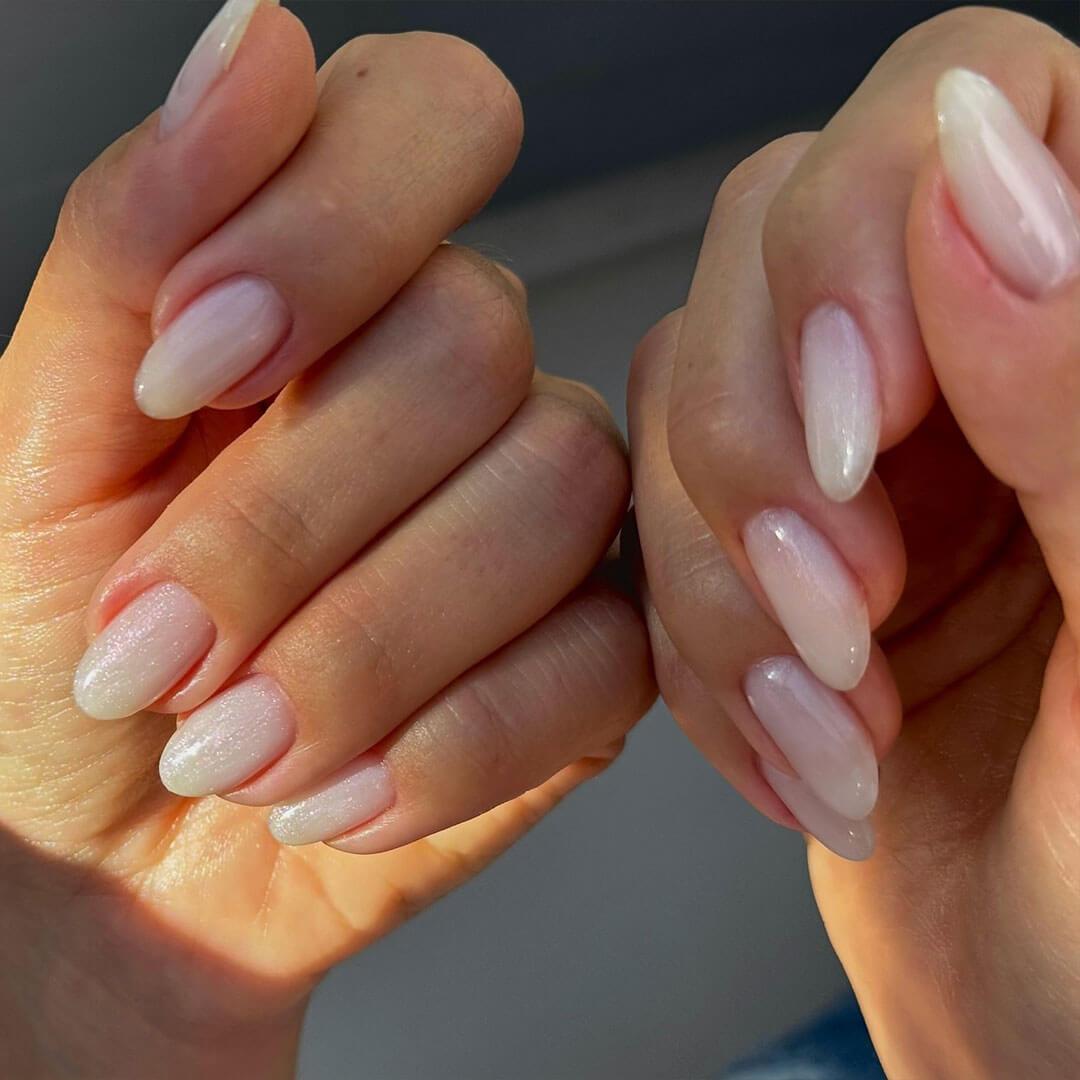 Vibrant Coral Pink Medium Almond Nails Vibrant Coral Pink Medium Almond Nails — Simple Sheer Nails