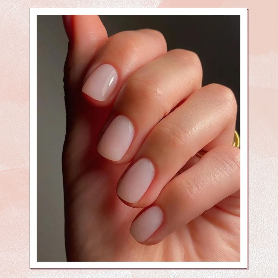 Sheer Milky Pink Short Square Nails With 'Bubble Bath' Effect Sheer Milky Pink Short Square Nails With 'Bubble Bath' Effect — Simple Sheer Nails