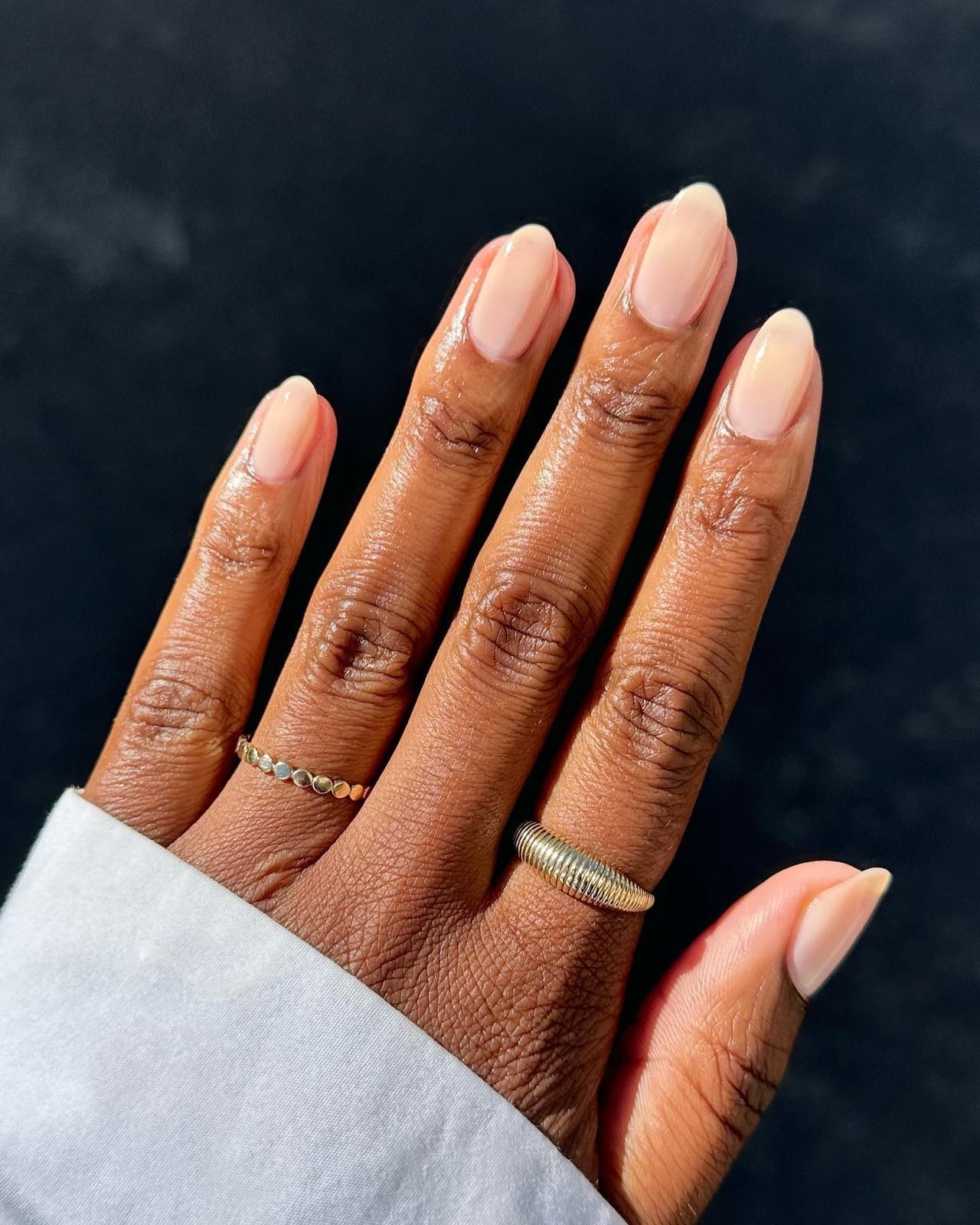 Sheer Peachy Nude Medium Almond Nails Sheer Peachy Nude Medium Almond Nails — Simple Sheer Nails