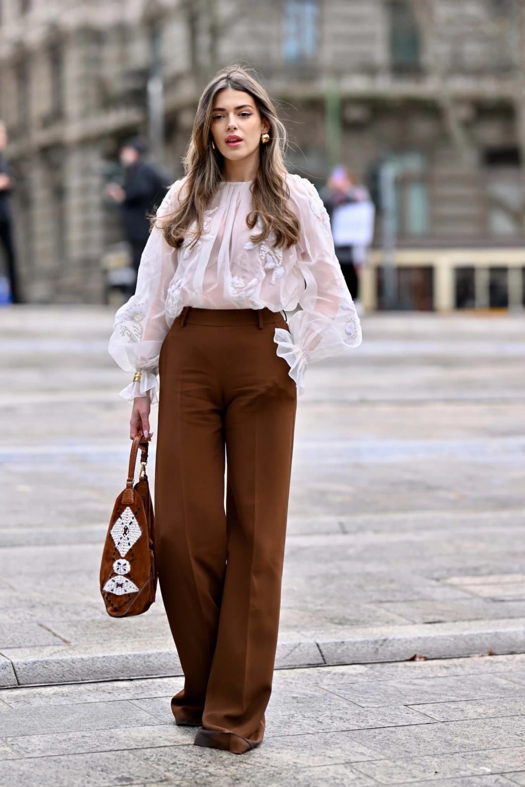 White Sheer Organza Top With Floral Embroidery White Sheer Organza Top With Floral Embroidery — Simple Sheer Top Outfit