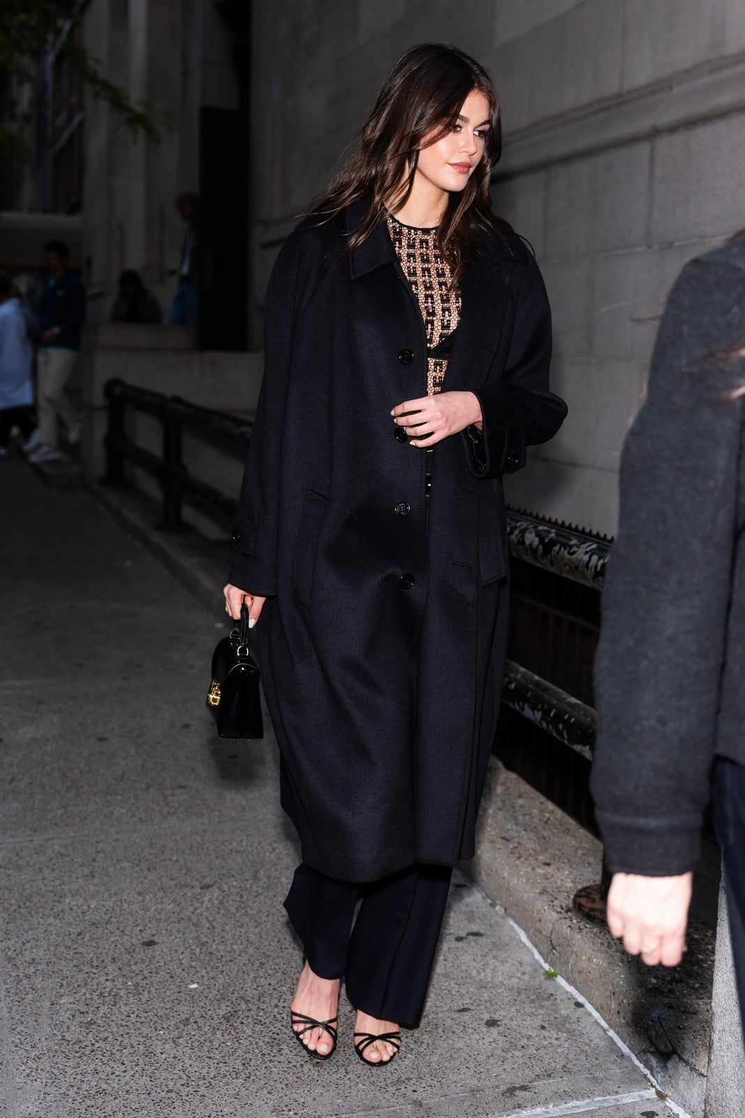 Sheer Patterned Top With Wide-Leg Trousers Sheer Patterned Top With Wide-Leg Trousers — Simple Sheer Top Outfit