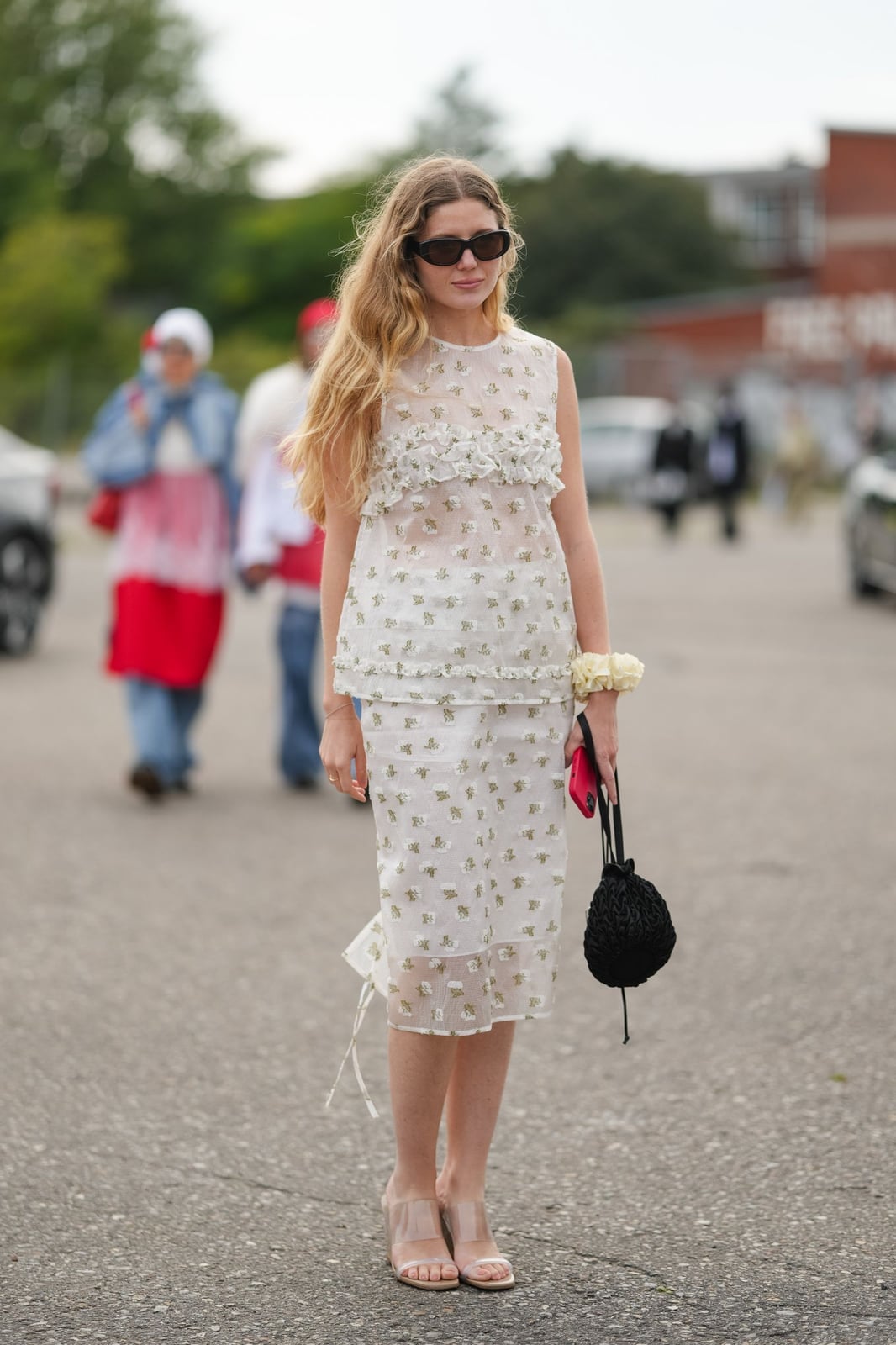 White Sheer Sleeveless Top With Ruffles White Sheer Sleeveless Top With Ruffles — Simple Sheer Top Outfit