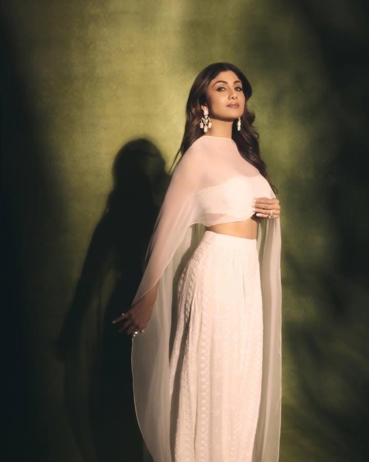 Sheer White Cape With Embroidered Trousers Sheer White Cape With Embroidered Trousers — Simple Sheer Top Outfit