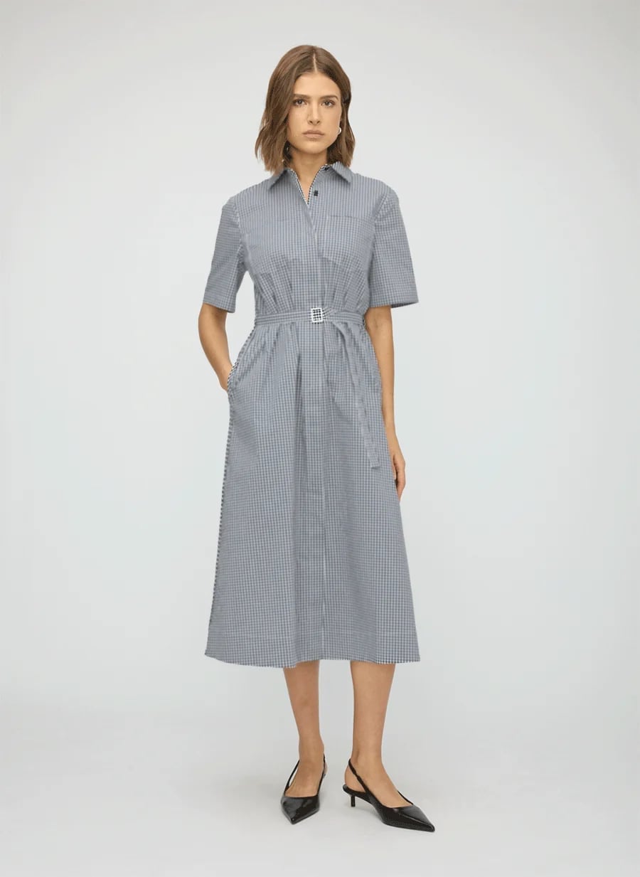 Black and White Gingham Belted Shirt Dress — Simple Shirt Dresses