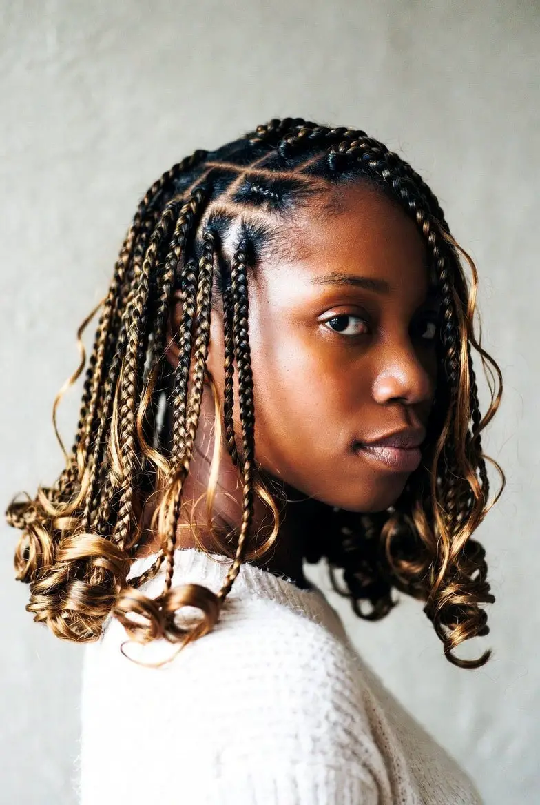 Collarbone Bob With Braided Sections and Waves — Simple Short Braids