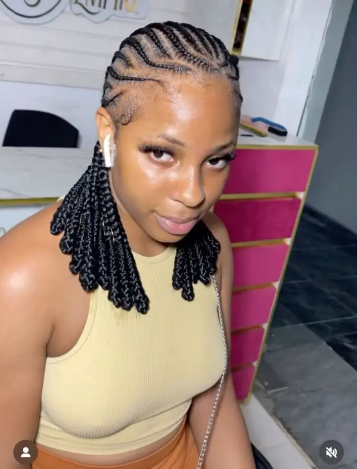 Black Collarbone Bob With Cornrows and Braids, Straight — Simple Short Braids