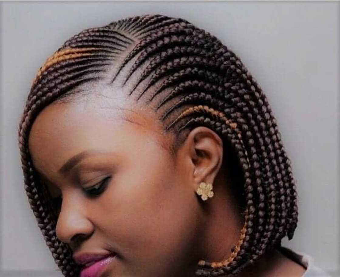 Dark Brown Collarbone Bob With Highlighted Braids — Simple Short Braids