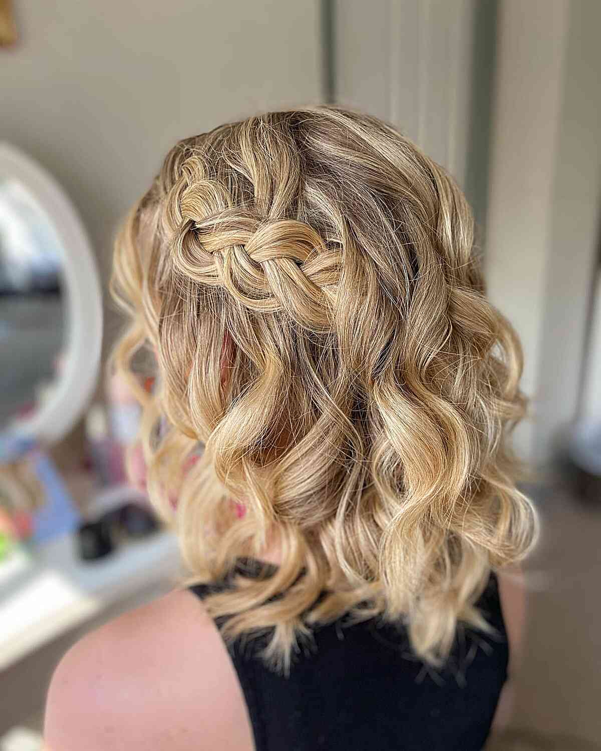 Blonde Collarbone Bob With Waterfall Braid — Simple Short Braids