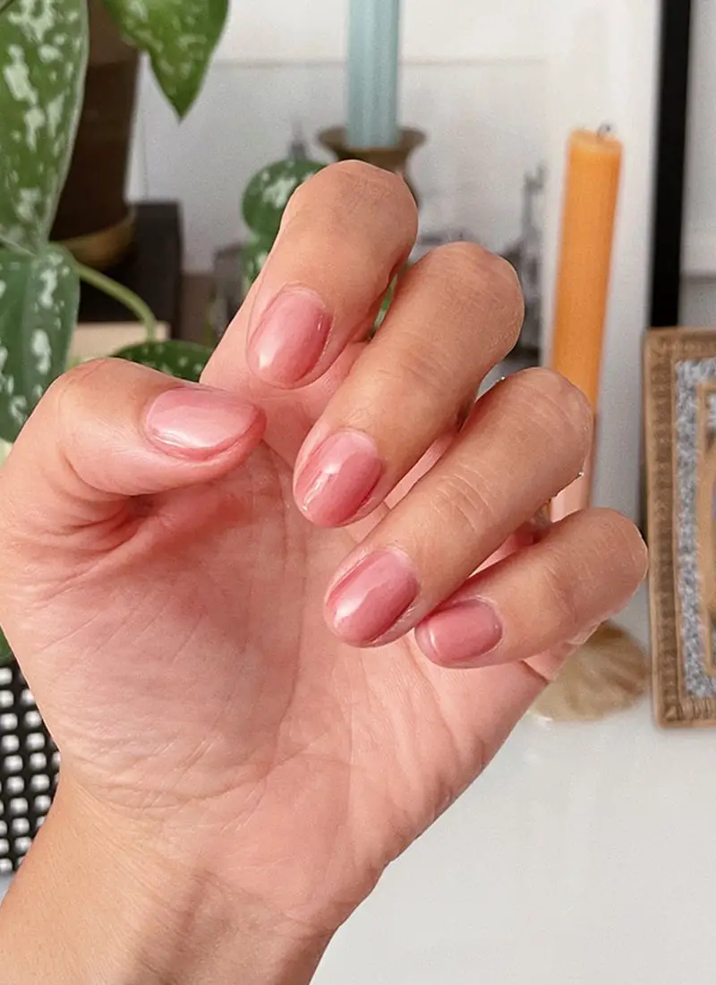 Rosy Pink Glossy Short Oval Nails — Simple Short Classy Nails