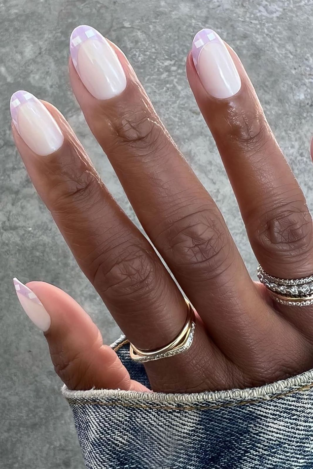 Pastel Blue French Tip Milky Oval Nails — Simple Short French Tip Nails