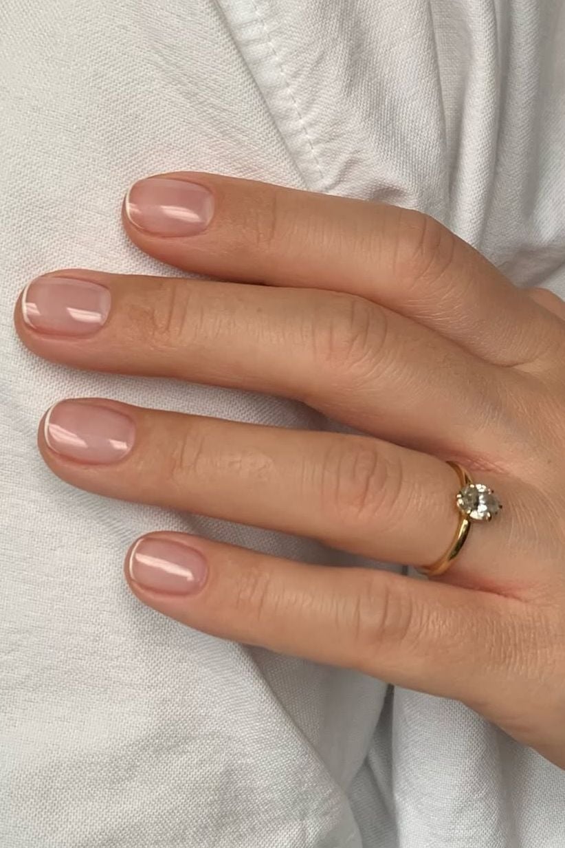 Micro French Tip Short Oval Nails — Simple Short French Tip Nails
