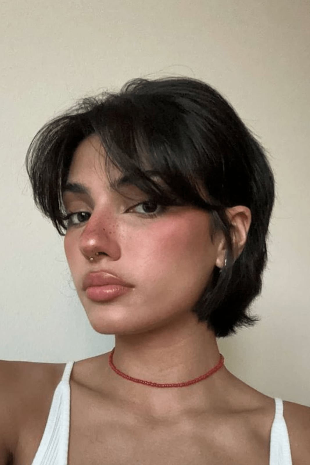 Ear Length Shag With Soft Curtain Bangs Ear Length Shag With Soft Curtain Bangs — Simple Short Shag
