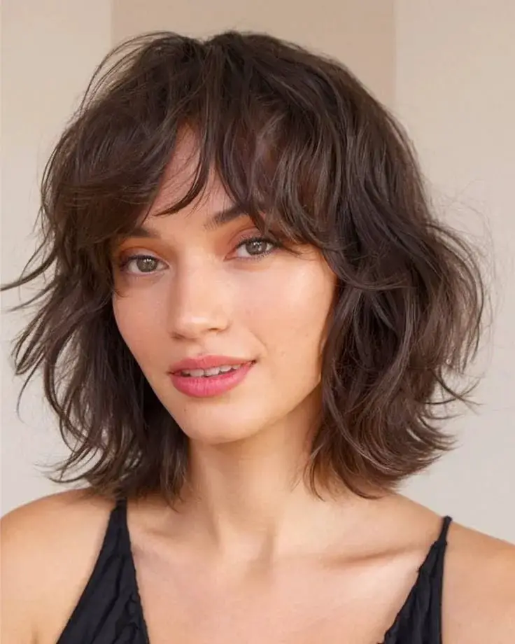 Above Collarbone Shag Air-Dried Texture Above Collarbone Shag Air-Dried Texture — Simple Short Shag
