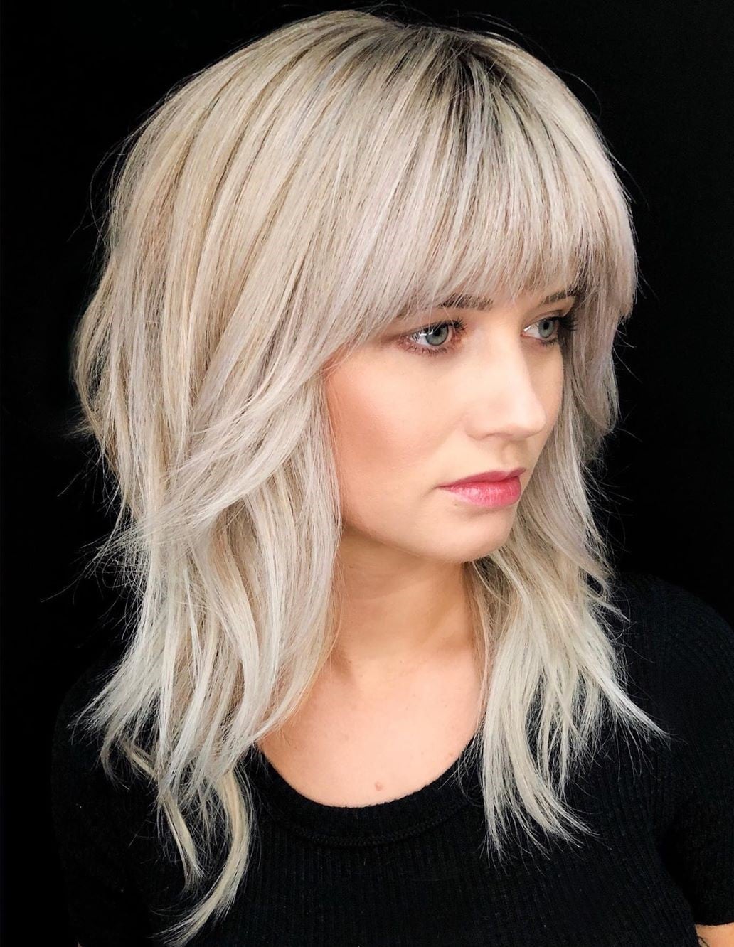 Shoulder Length Shag With Full Fringe Shoulder Length Shag With Full Fringe — Simple Shoulder Length Haircuts