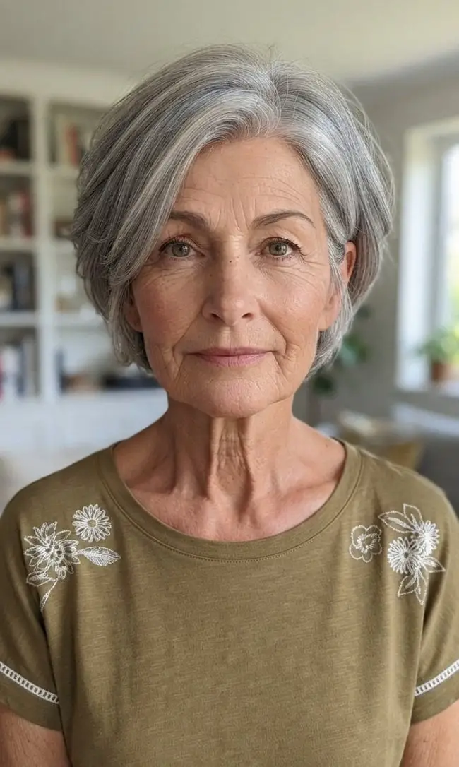 Olive Green T-Shirt Floral Embroidery Side Part Olive Green T-Shirt Floral Embroidery Side Part — Simple Side Part